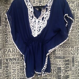 Rue21 light navy blue lace blouse size S